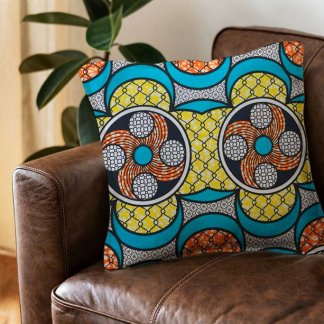 Capa de almofada laranja e azul