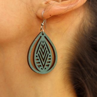 Brincos de madeira folha – verdes
