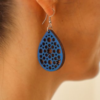 Brincos de madeira estrelinha – azuis