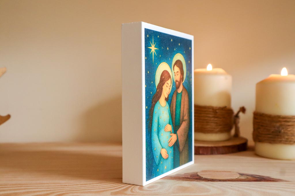 Imagem de José e Maria grávida em madeira - Image 3