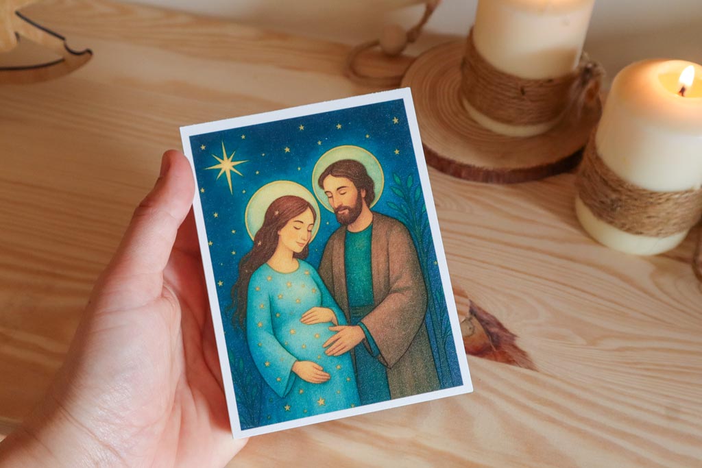 Imagem de José e Maria grávida em madeira - Image 4