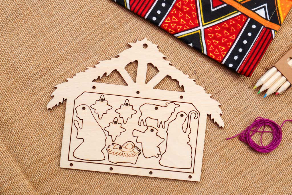 Kit presépio de madeira para pintar com figuras