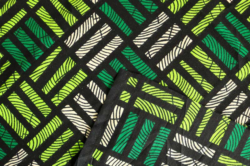 Tecido africano WAX – Quadrados verdes - Image 2