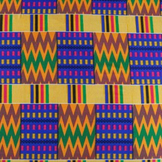Tecido africano Kente azul escuro de algodão com acabamento macio