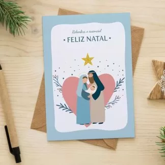 Postal de Natal - coração Sagrada Família