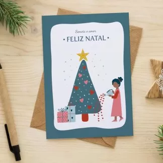 Postal de Natal - coração árvore